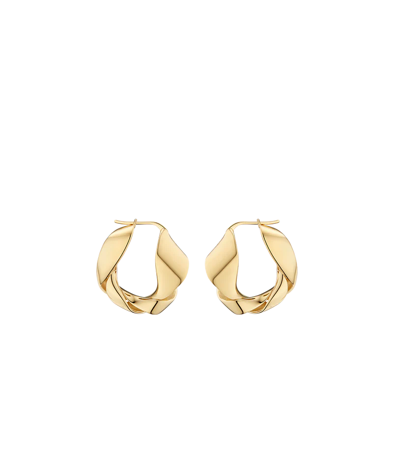 Éole Wavy Hoop Earrings - 24 carat gold-gilded