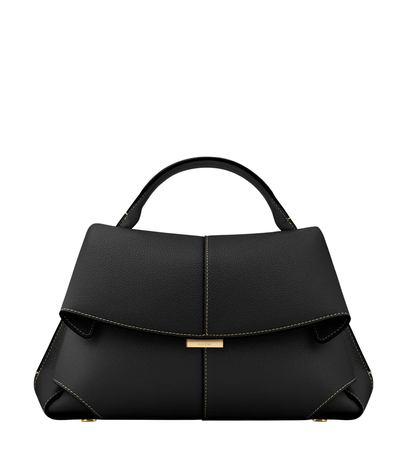 Mokki - Textured Black with Ecru Stitching