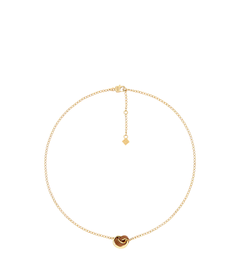 Ormé Necklace - Gold Gilded with Camel Leather