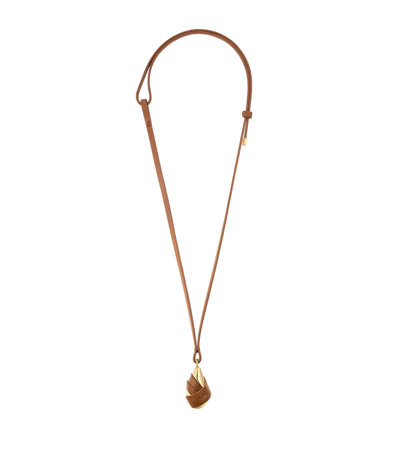 Ormé Pendant - Gold Gilded with Camel Leather