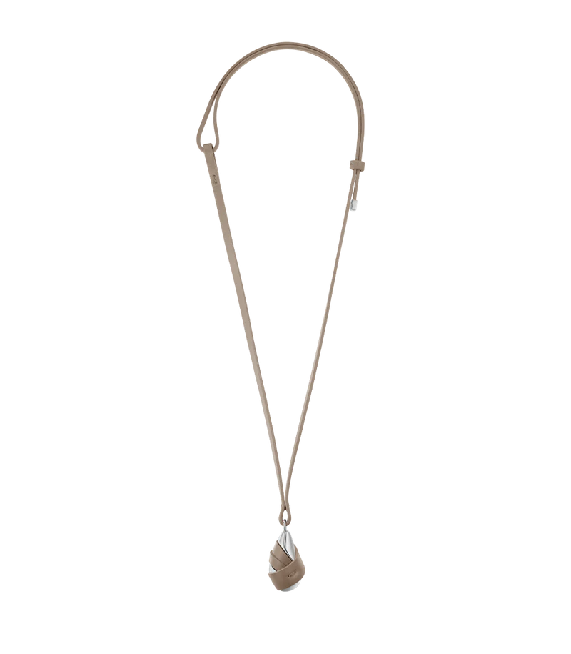 Ormé Pendant - Silver in rhodium with Taupe Leather