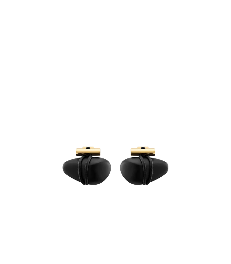 Téré Stud Earrings - Black Marble